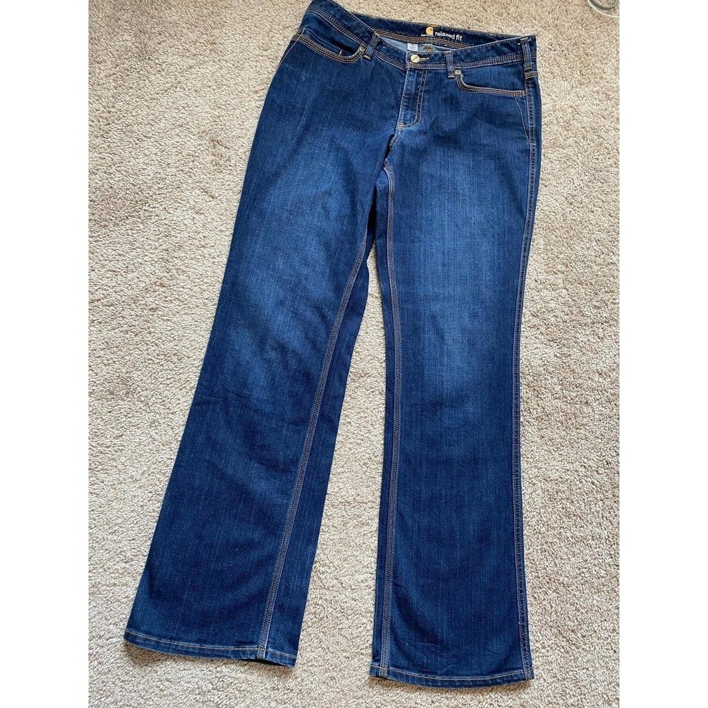 Carhartt Jeans Women 12 Tall Relaxed Fit 5 Pocket Outerwear Work Gorp Pants s54